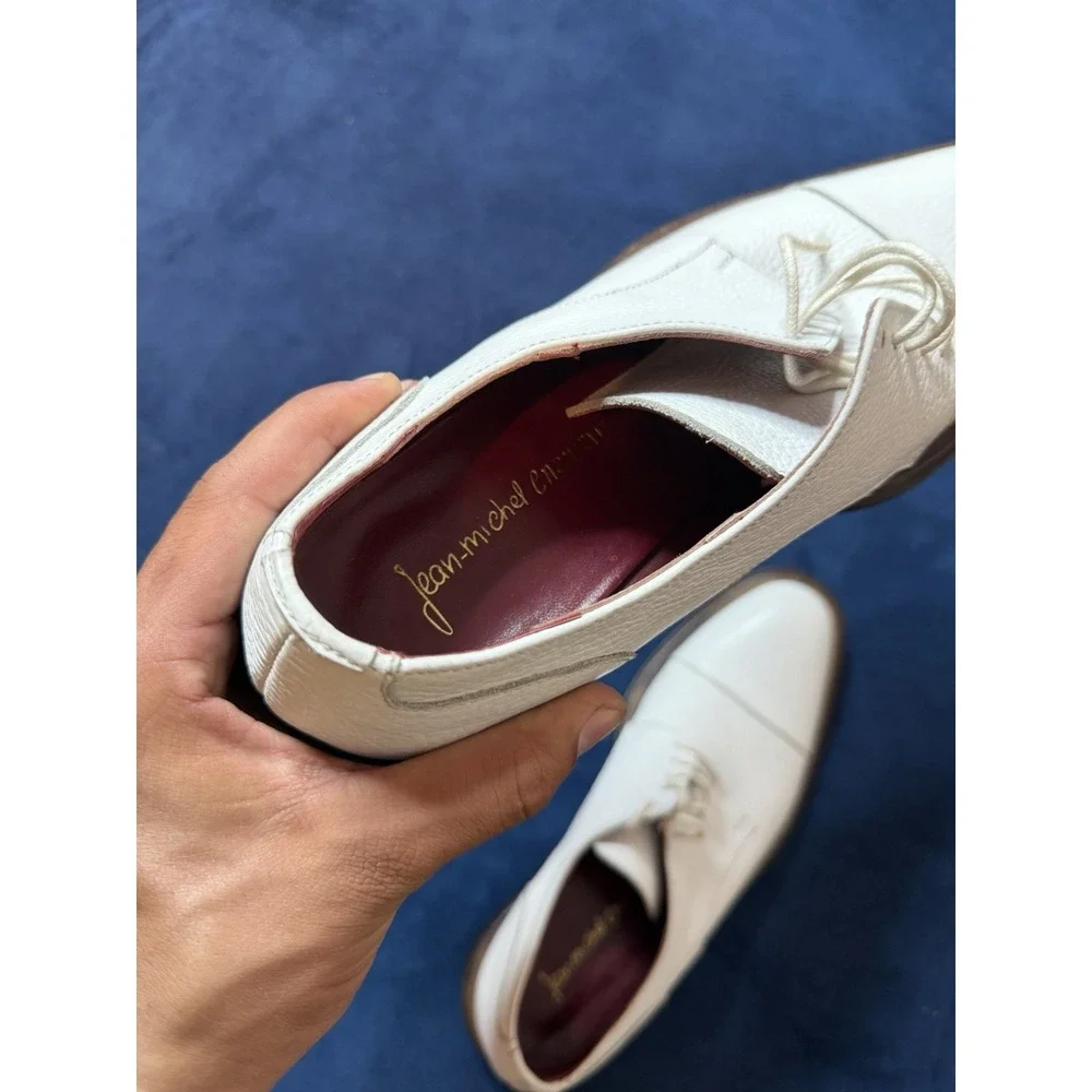 Vtg Jean Michael Cazabat White Toe Cap Oxford Dress Shoes Sz 41 EU Red Bottom